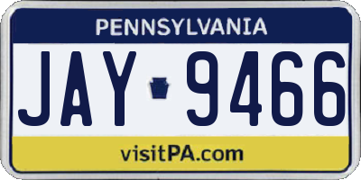 PA license plate JAY9466