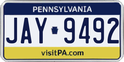 PA license plate JAY9492