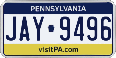 PA license plate JAY9496