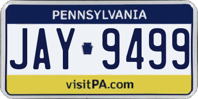 PA license plate JAY9499