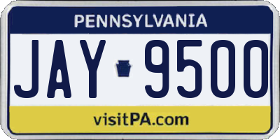 PA license plate JAY9500