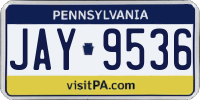 PA license plate JAY9536