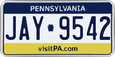 PA license plate JAY9542