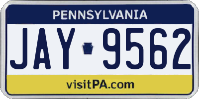 PA license plate JAY9562