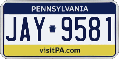 PA license plate JAY9581