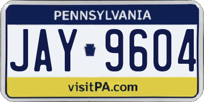 PA license plate JAY9604