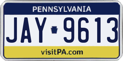 PA license plate JAY9613