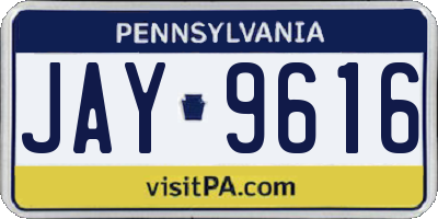 PA license plate JAY9616