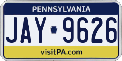 PA license plate JAY9626