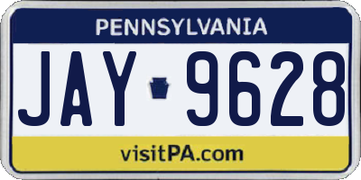 PA license plate JAY9628