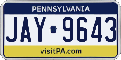 PA license plate JAY9643