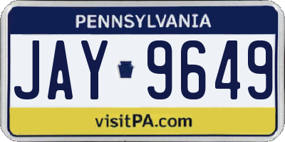 PA license plate JAY9649
