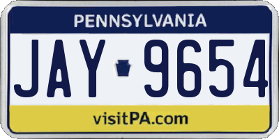 PA license plate JAY9654