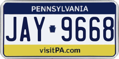 PA license plate JAY9668