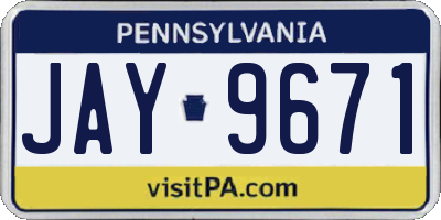 PA license plate JAY9671
