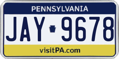 PA license plate JAY9678