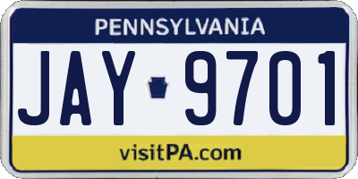 PA license plate JAY9701