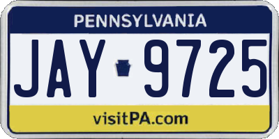 PA license plate JAY9725