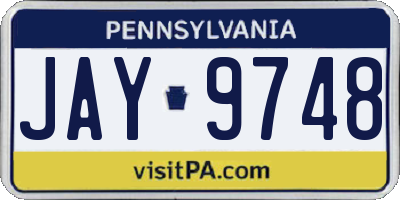 PA license plate JAY9748