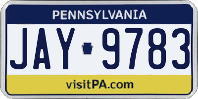 PA license plate JAY9783