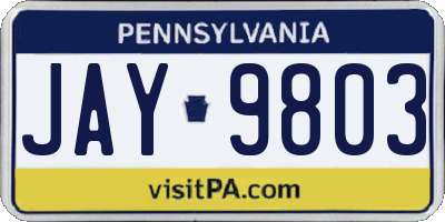 PA license plate JAY9803