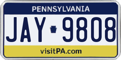 PA license plate JAY9808