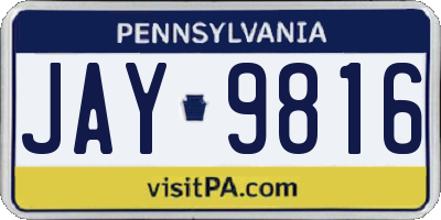 PA license plate JAY9816