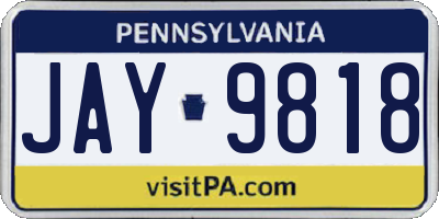 PA license plate JAY9818