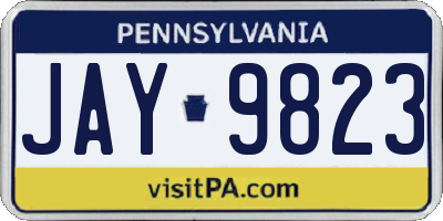 PA license plate JAY9823
