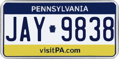 PA license plate JAY9838