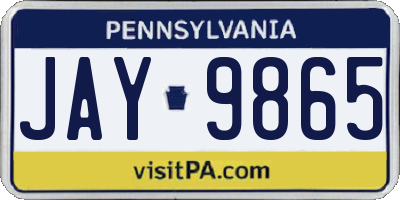 PA license plate JAY9865