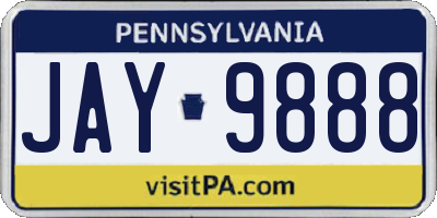 PA license plate JAY9888