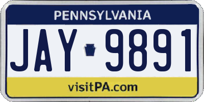 PA license plate JAY9891