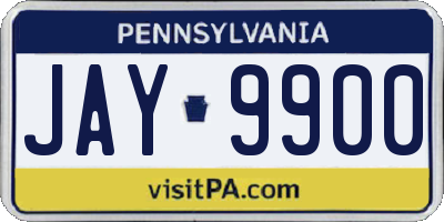PA license plate JAY9900