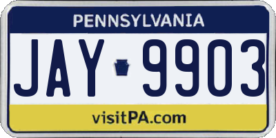 PA license plate JAY9903