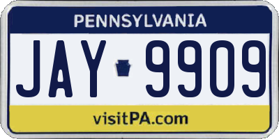 PA license plate JAY9909
