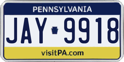 PA license plate JAY9918