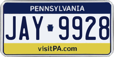 PA license plate JAY9928