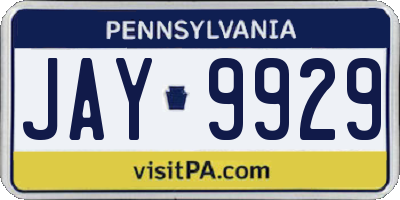 PA license plate JAY9929