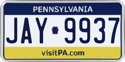PA license plate JAY9937