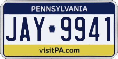 PA license plate JAY9941