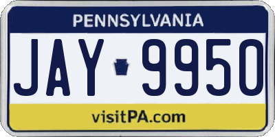 PA license plate JAY9950