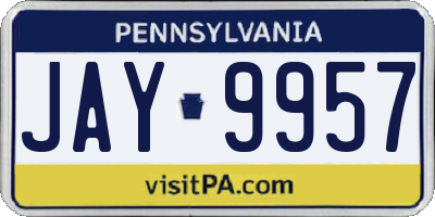 PA license plate JAY9957