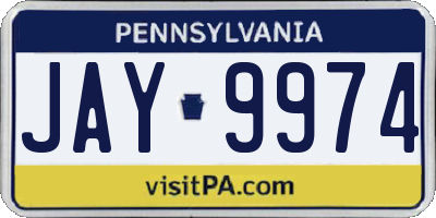 PA license plate JAY9974