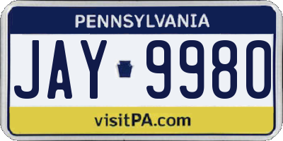 PA license plate JAY9980