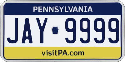 PA license plate JAY9999