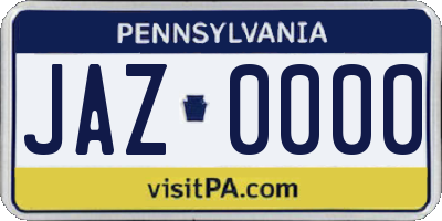 PA license plate JAZ0000