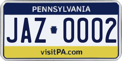 PA license plate JAZ0002