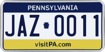 PA license plate JAZ0011