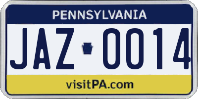 PA license plate JAZ0014